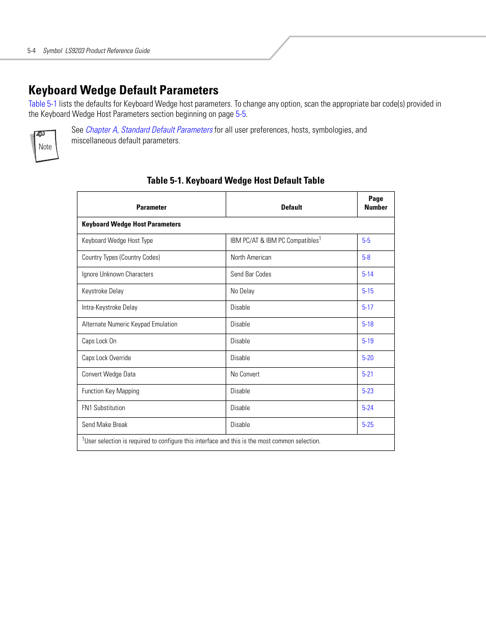 Keyboard wedge default parameters, Keyboard wedge default parameters -4 | Motorola SYMBOL LS9203 User Manual | Page 60 / 338