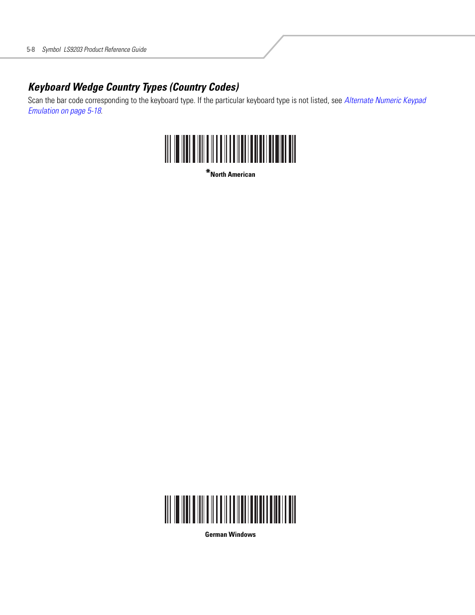 Keyboard wedge country types (country codes), Keyboard wedge country types (country codes) -8 | Motorola SYMBOL LS9203 User Manual | Page 64 / 338