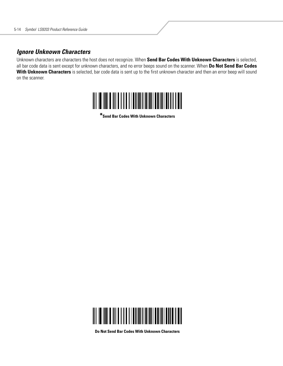 Ignore unknown characters, Ignore unknown characters -14 | Motorola SYMBOL LS9203 User Manual | Page 70 / 338