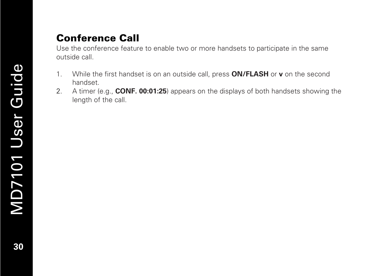 Conference call, Md7101 user guide | Motorola E51 Series User Manual | Page 45 / 54