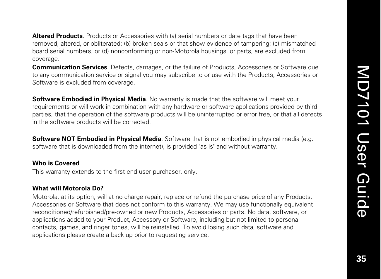 Md7101 u ser guide | Motorola E51 Series User Manual | Page 50 / 54