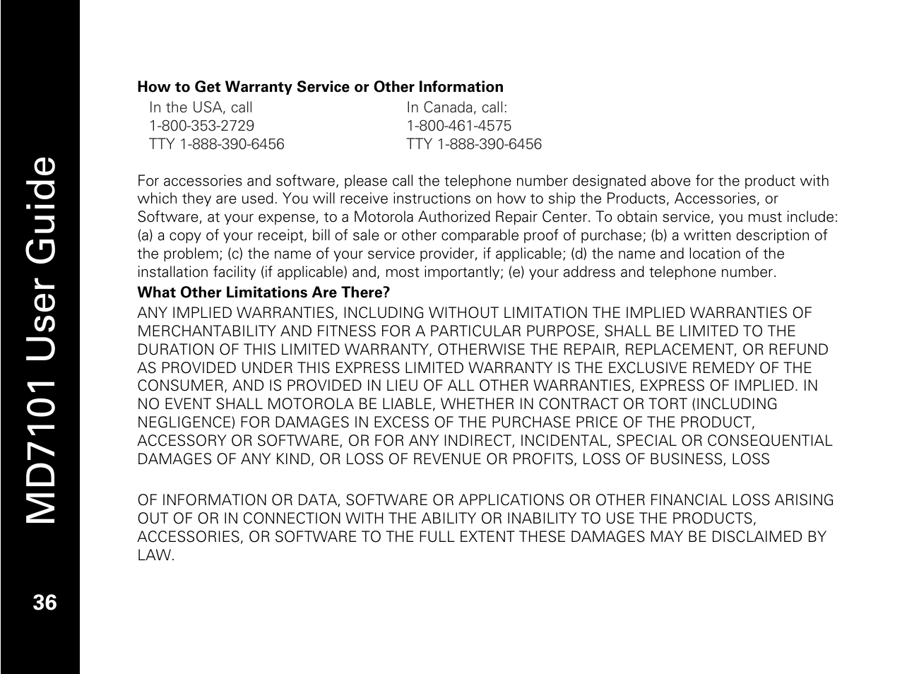 Md7101 user guide | Motorola E51 Series User Manual | Page 51 / 54