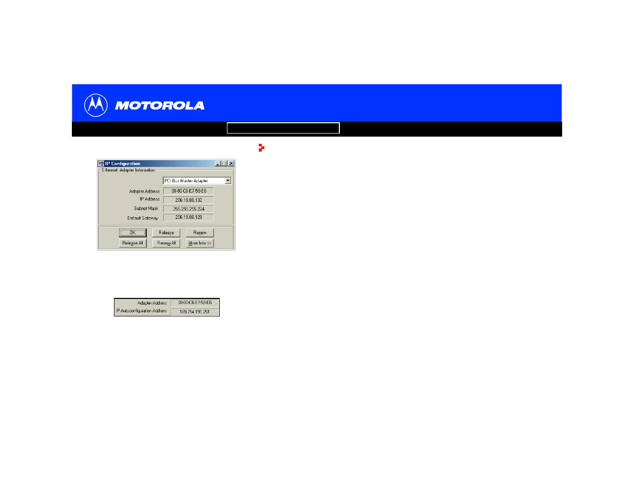 Verifying the ip address in windows 98, Windows 98 se, or windows me | Motorola SB5102 User Manual | Page 33 / 47