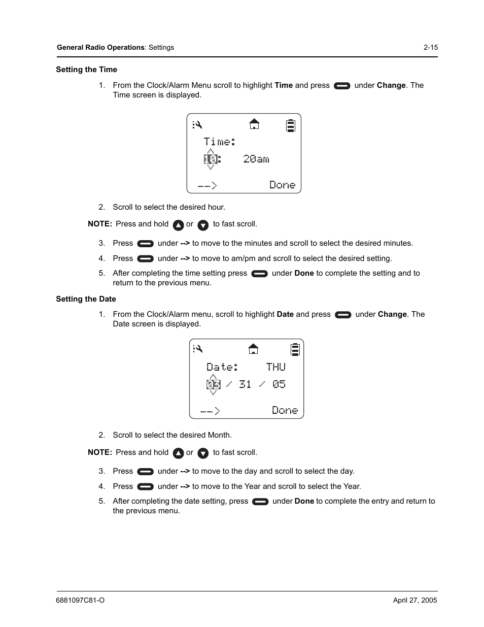 Time: : 20am __> done 10 | Motorola DTR510 User Manual | Page 35 / 68