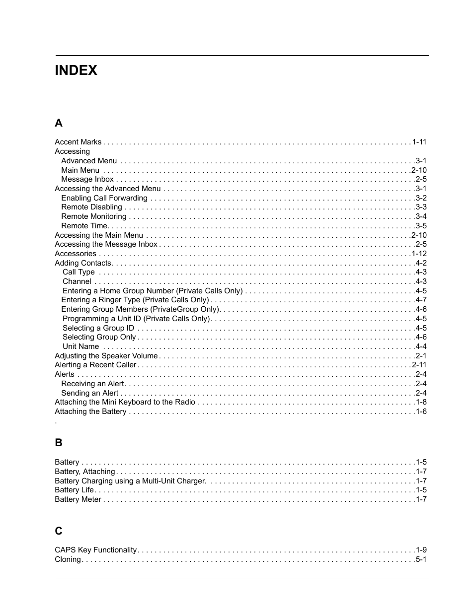 Index | Motorola DTR510 User Manual | Page 63 / 68