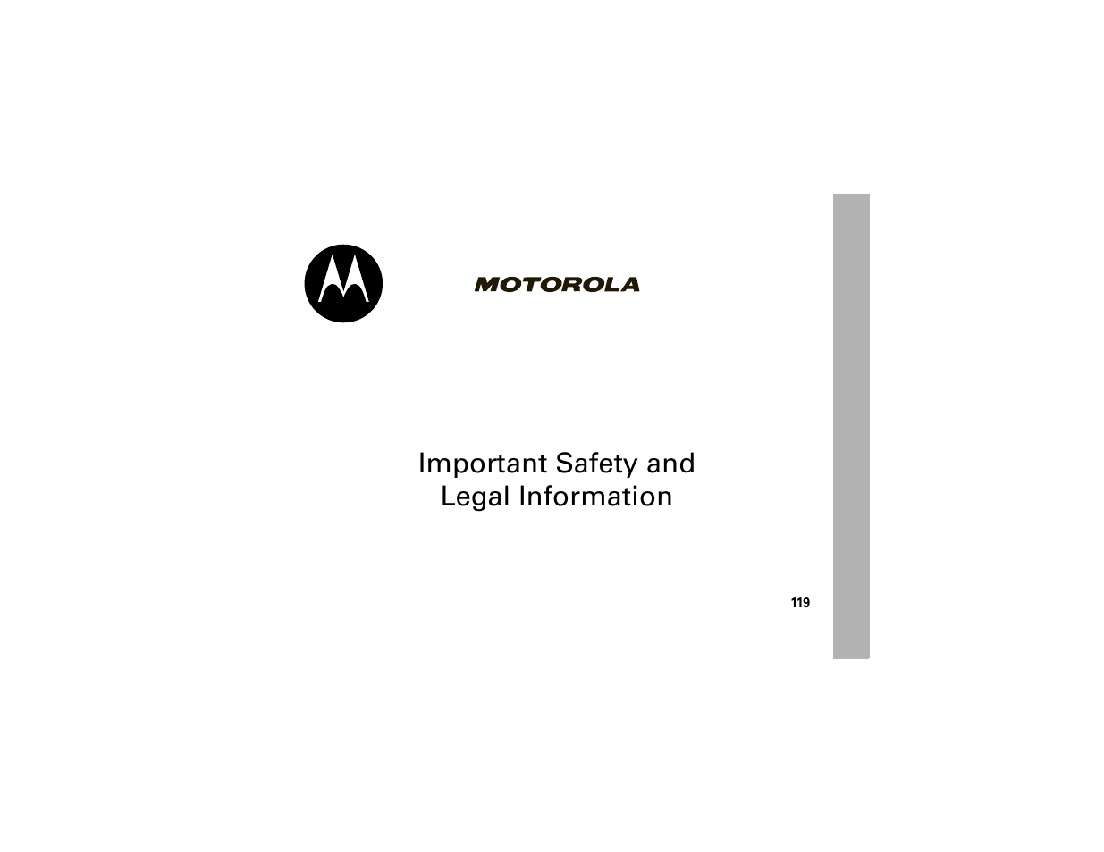 Important safety and legal information | Motorola Z6C User Manual | Page 121 / 296