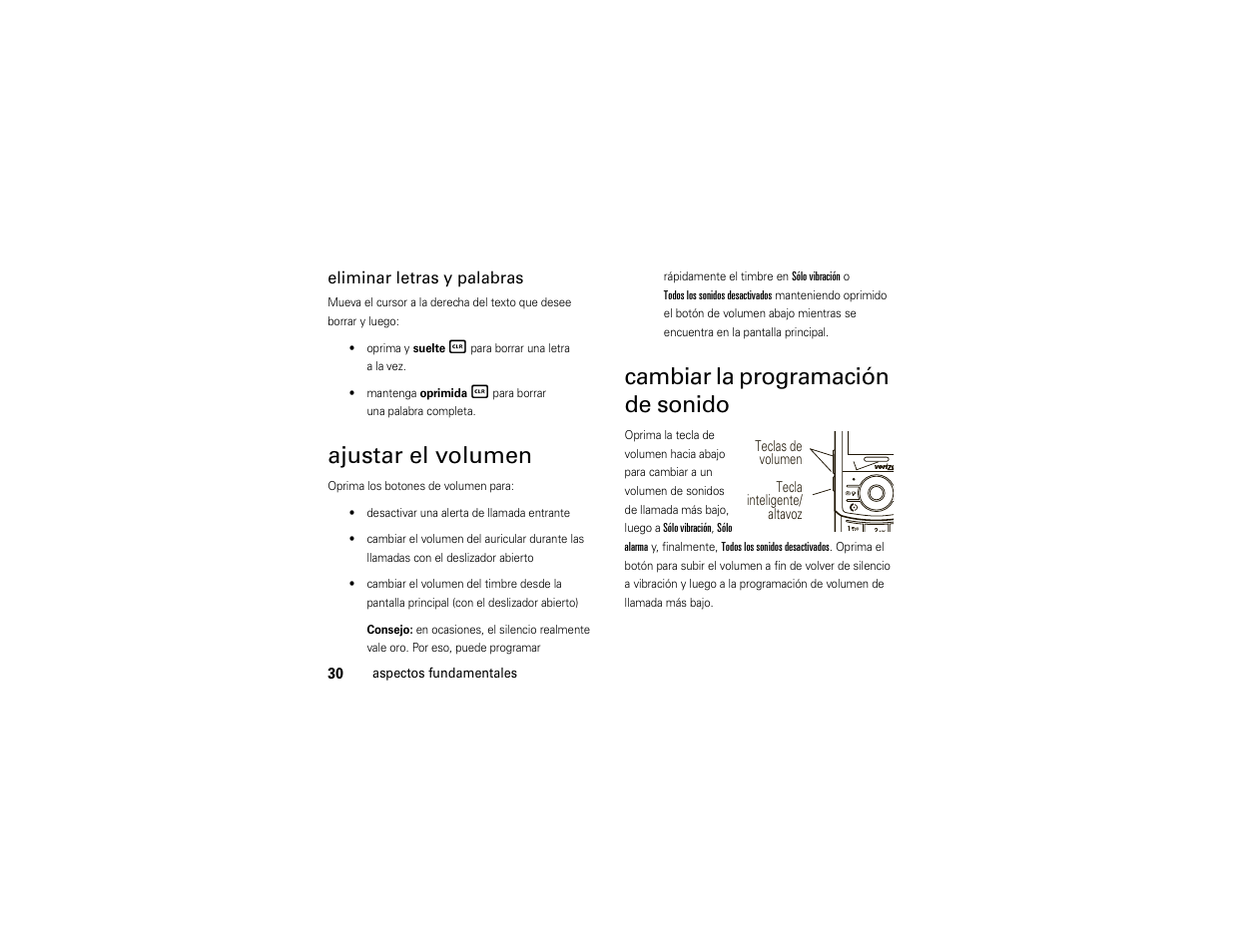 Ajustar el volumen, Cambiar la programación de sonido | Motorola Z6C User Manual | Page 172 / 296