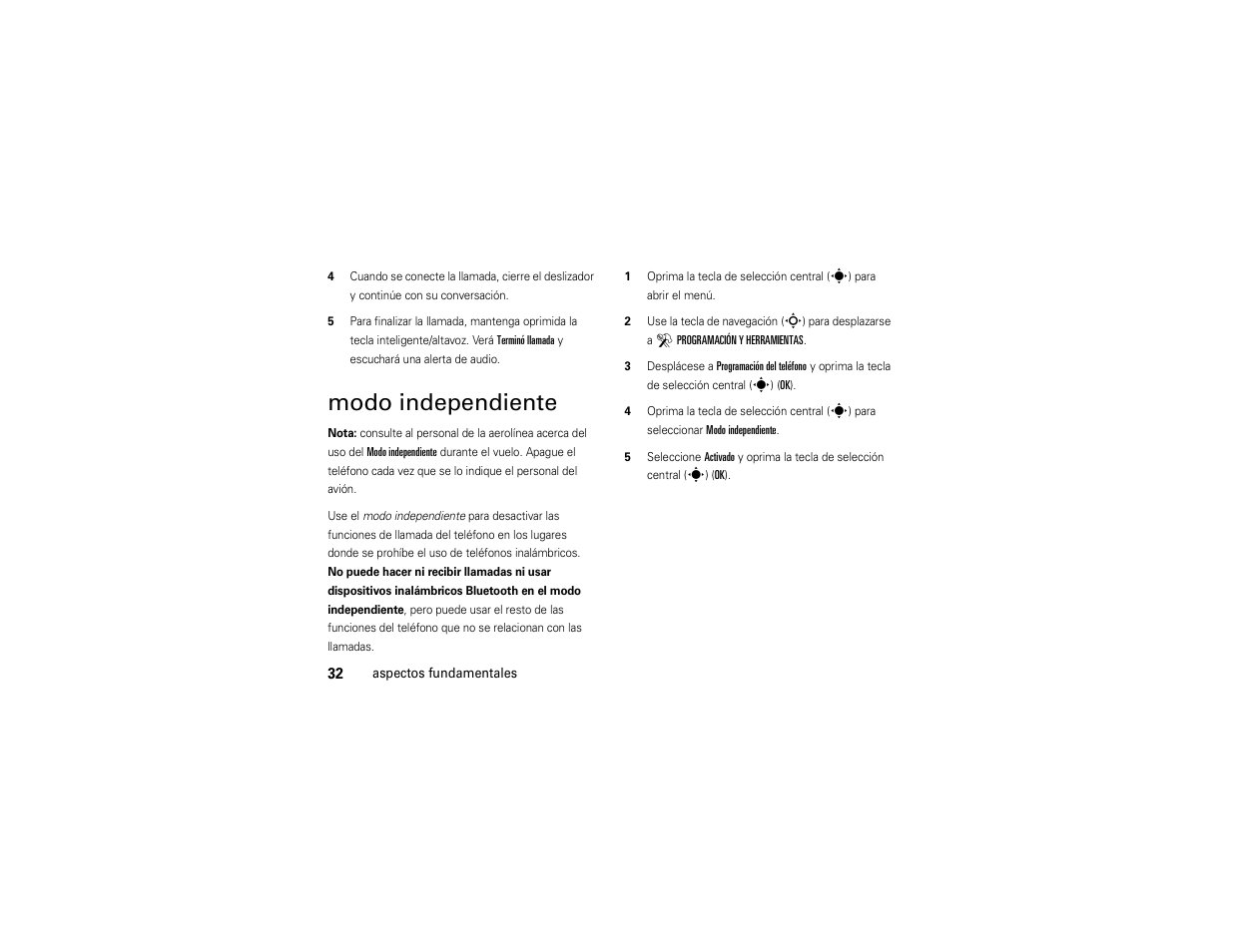 Modo independiente | Motorola Z6C User Manual | Page 174 / 296