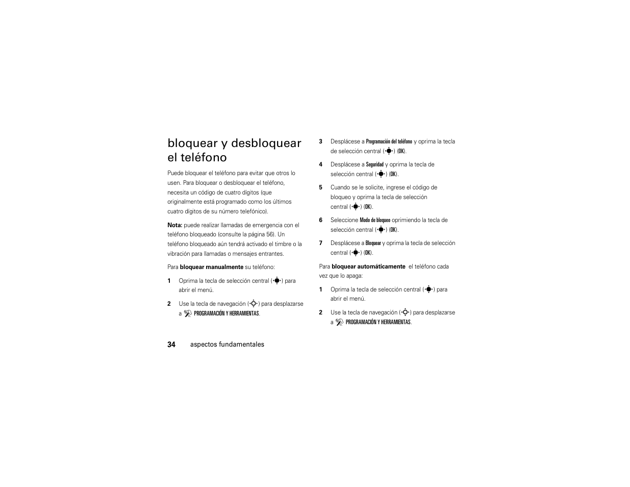 Bloquear y desbloquear el teléfono | Motorola Z6C User Manual | Page 176 / 296