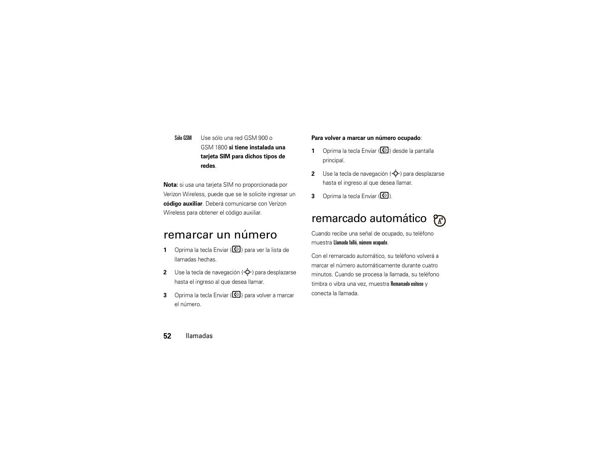 Remarcar un número, Remarcado automático | Motorola Z6C User Manual | Page 194 / 296