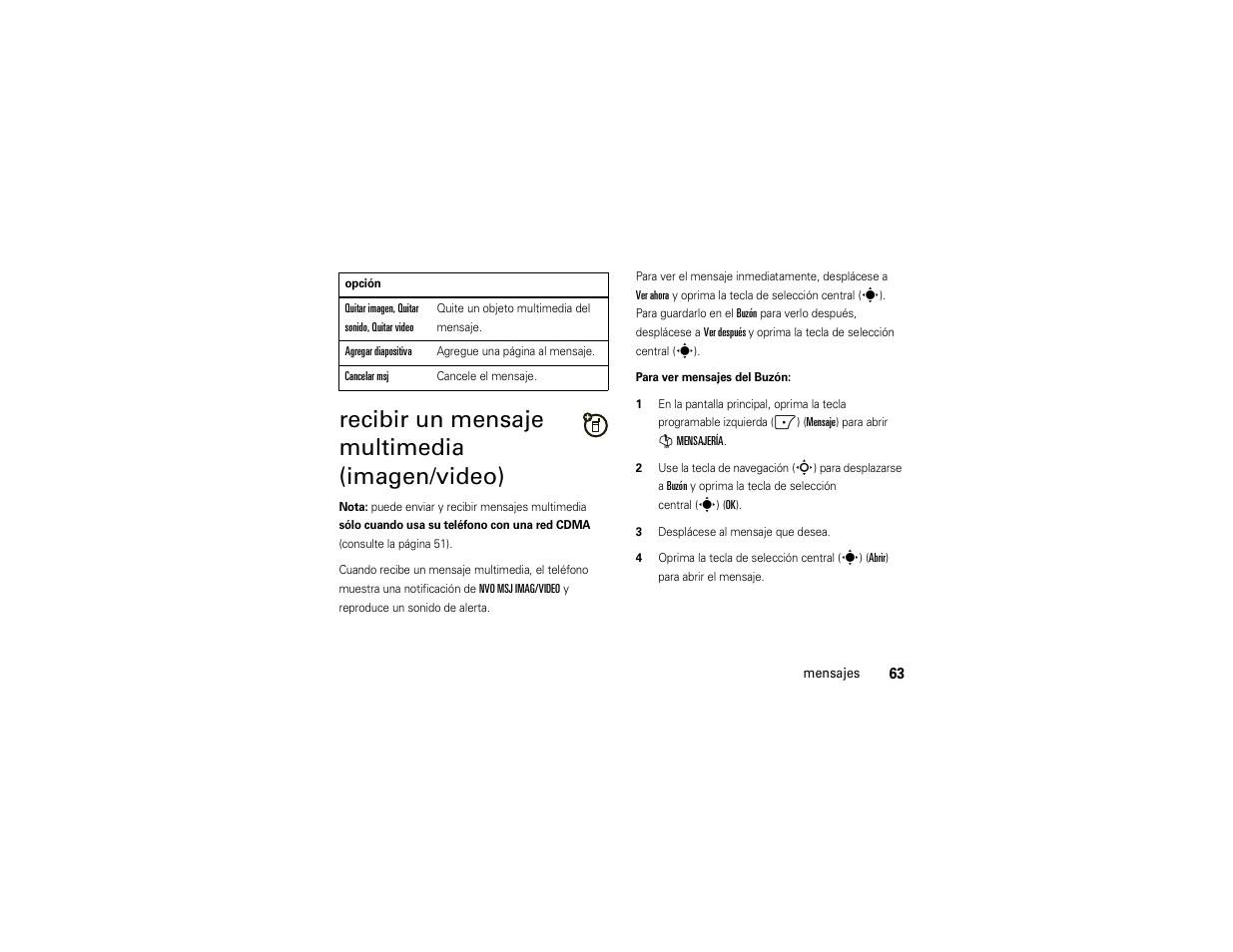 Recibir un mensaje multimedia (imagen/video) | Motorola Z6C User Manual | Page 205 / 296