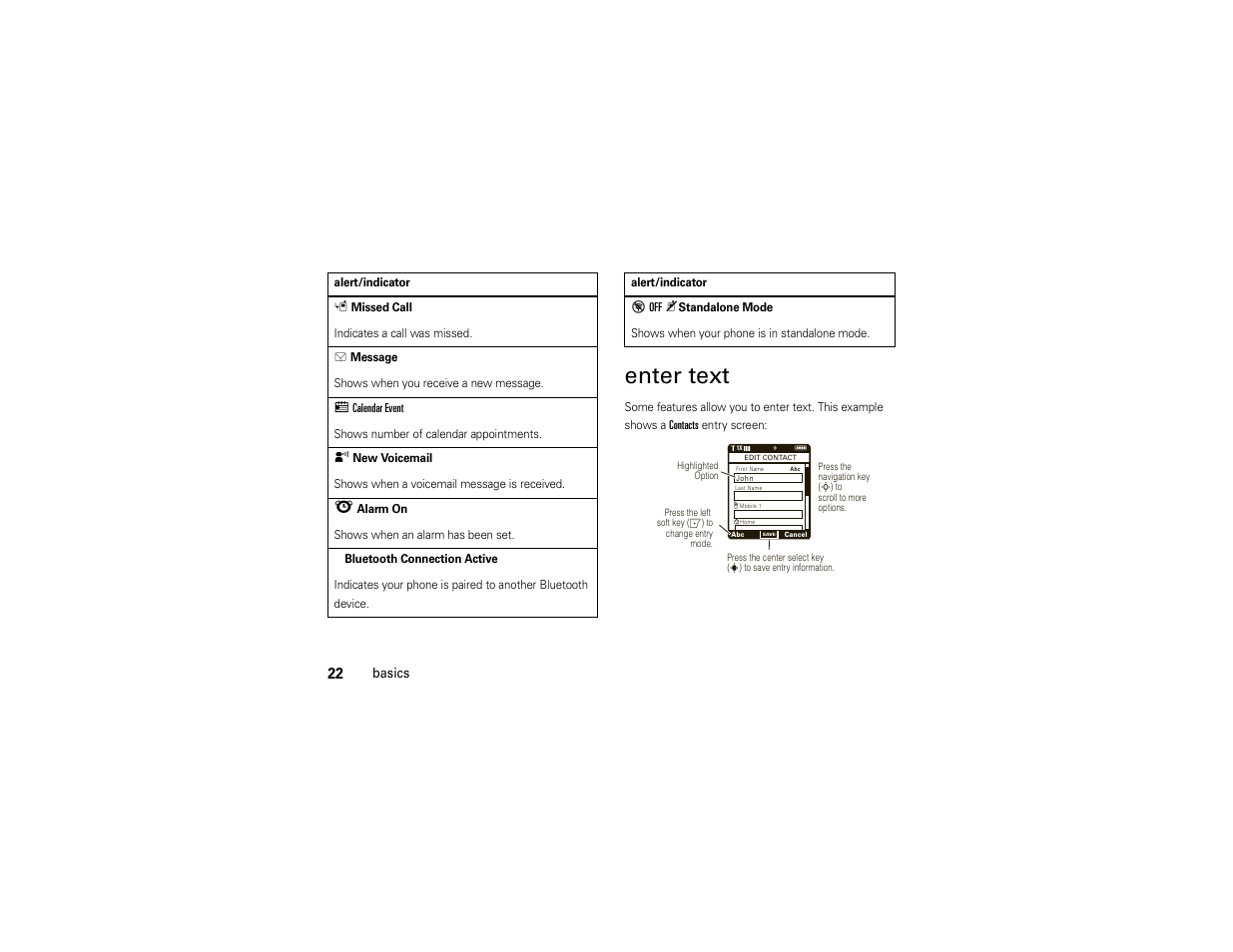 Enter text | Motorola Z6C User Manual | Page 24 / 296