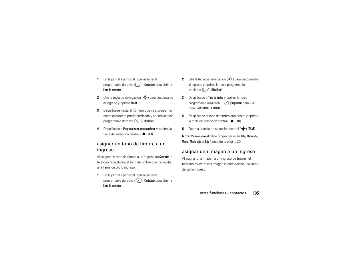 Asignar un tono de timbre a un ingreso, Asignar una imagen a un ingreso | Motorola Z6C User Manual | Page 247 / 296