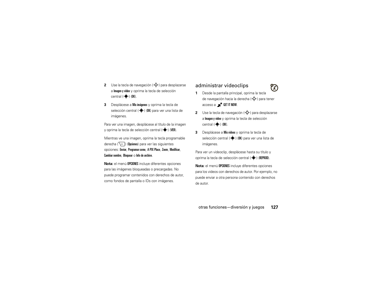 Administrar videoclips | Motorola Z6C User Manual | Page 269 / 296