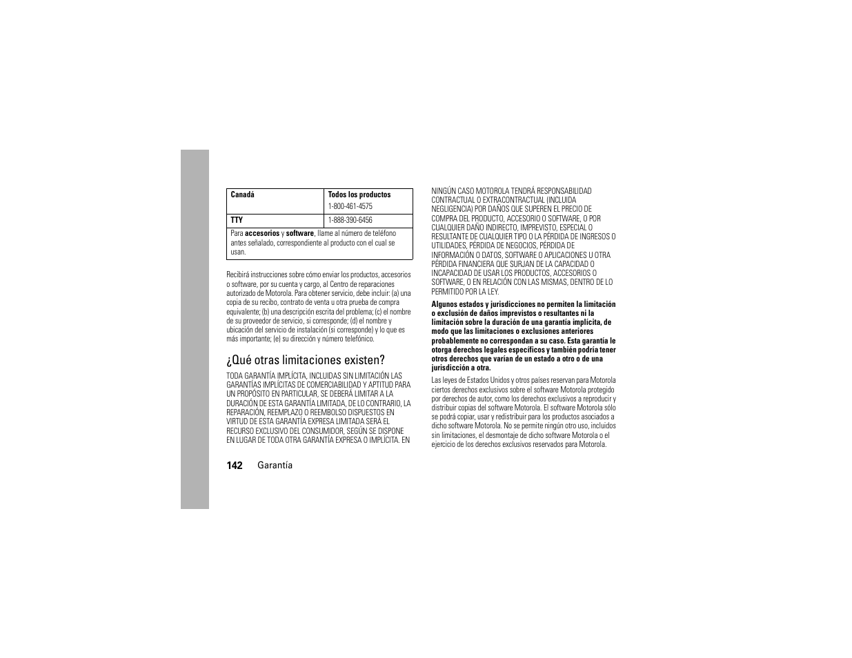 Qué otras limitaciones existen | Motorola Z6C User Manual | Page 284 / 296