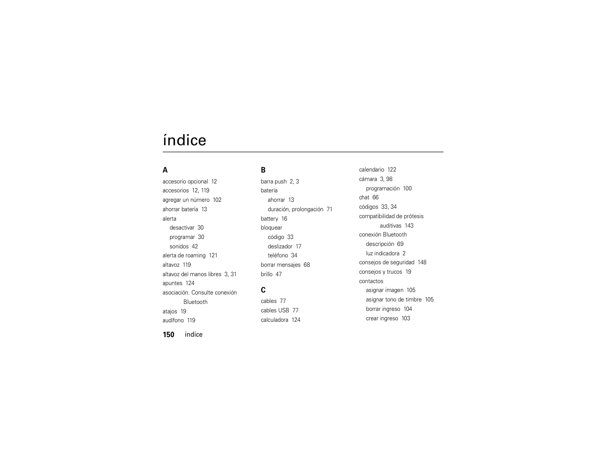 Índice | Motorola Z6C User Manual | Page 292 / 296