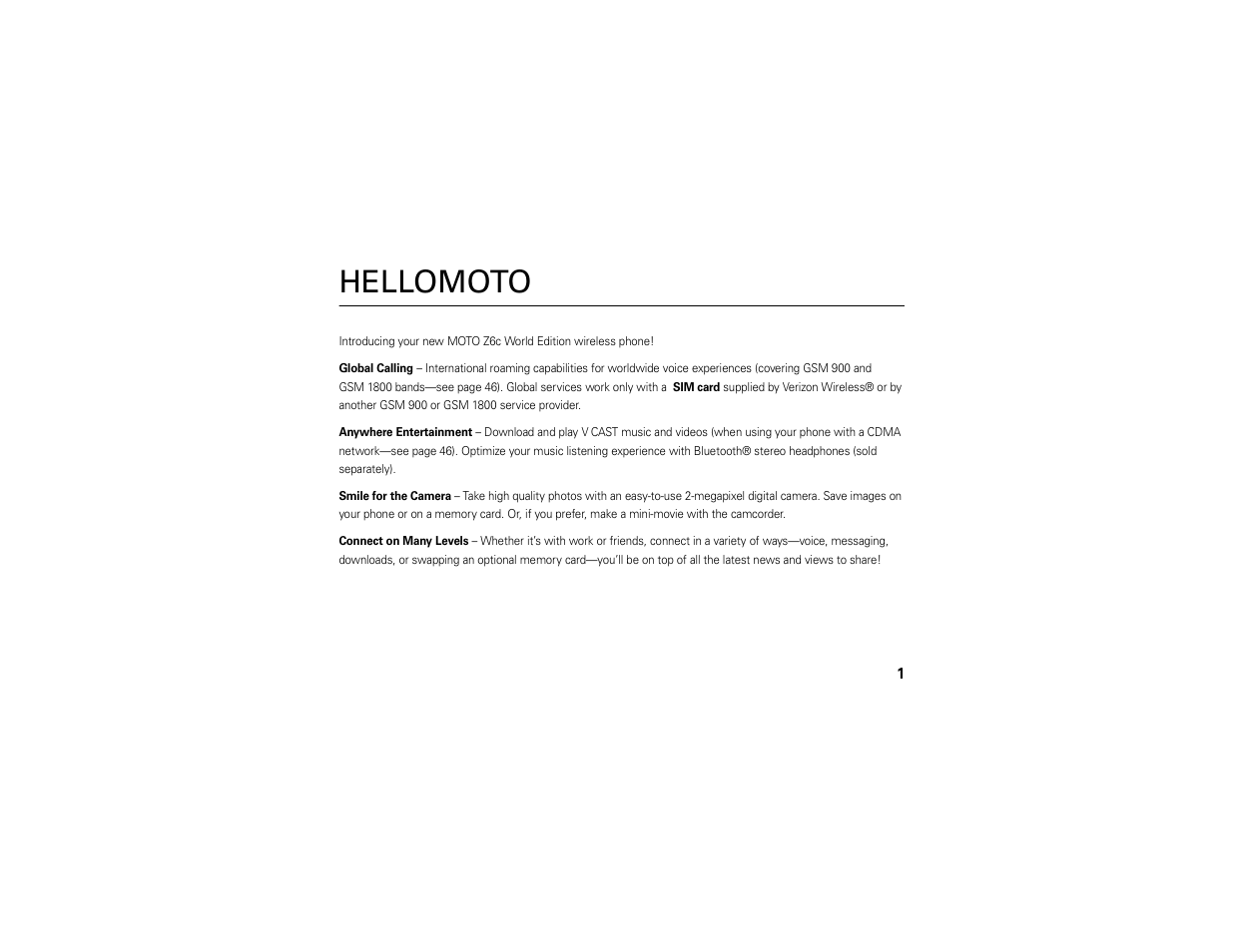 Hellomoto | Motorola Z6C User Manual | Page 3 / 296