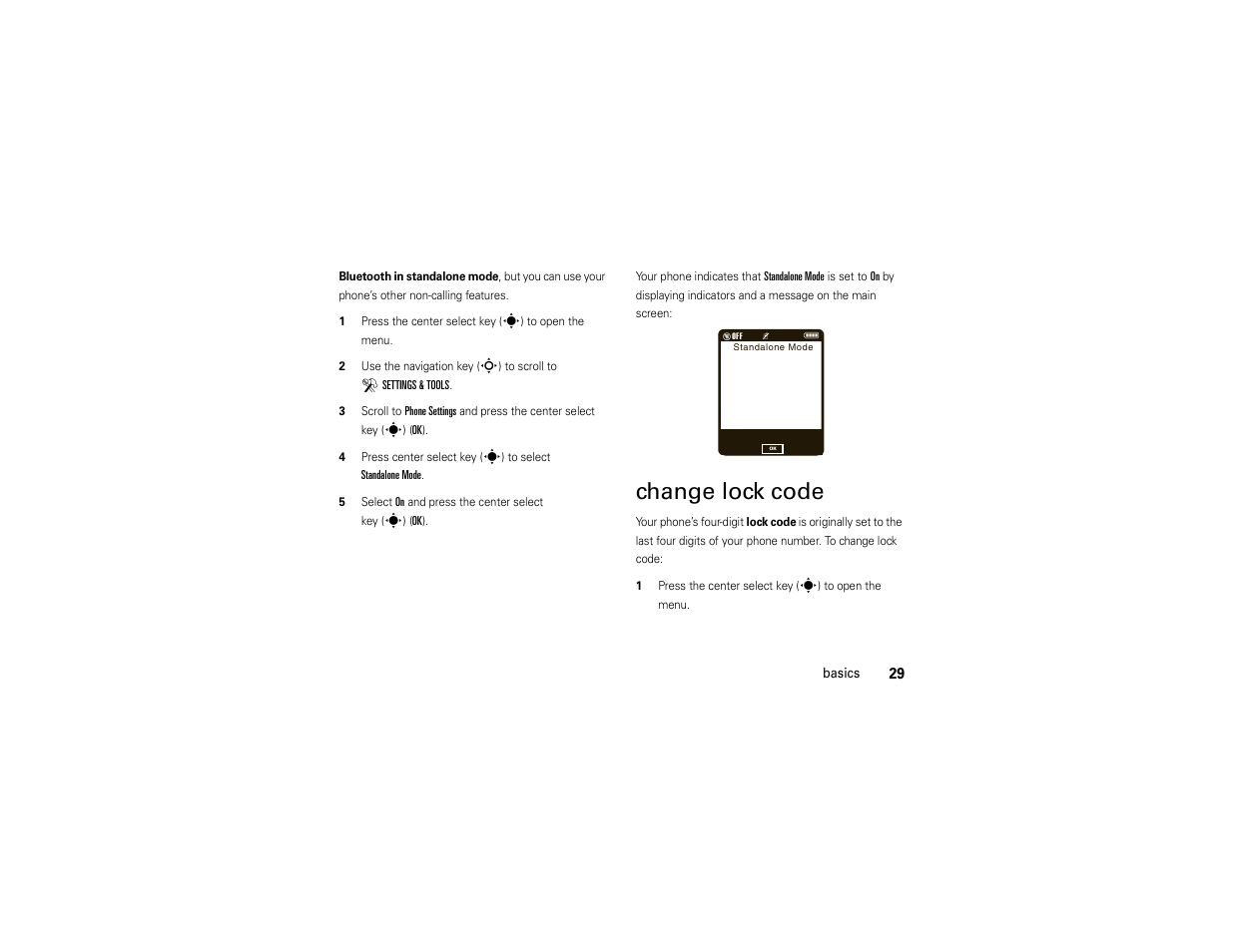 Change lock code | Motorola Z6C User Manual | Page 31 / 296