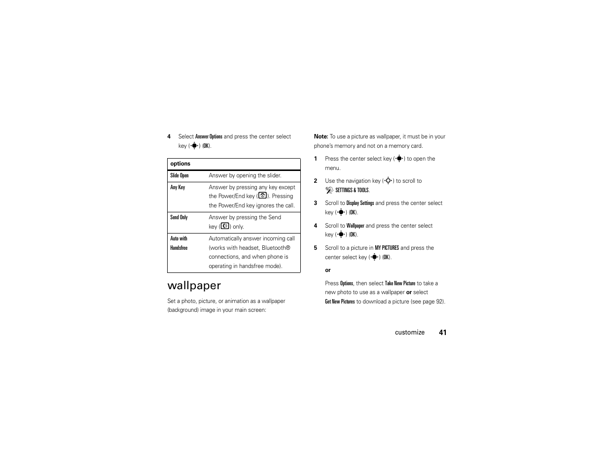 Wallpaper | Motorola Z6C User Manual | Page 43 / 296