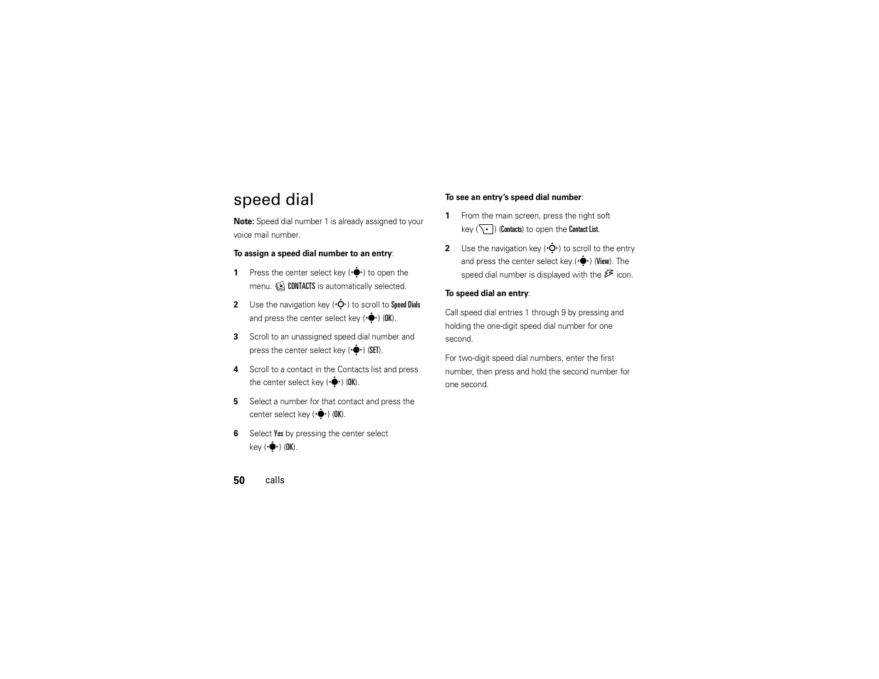 Speed dial | Motorola Z6C User Manual | Page 52 / 296