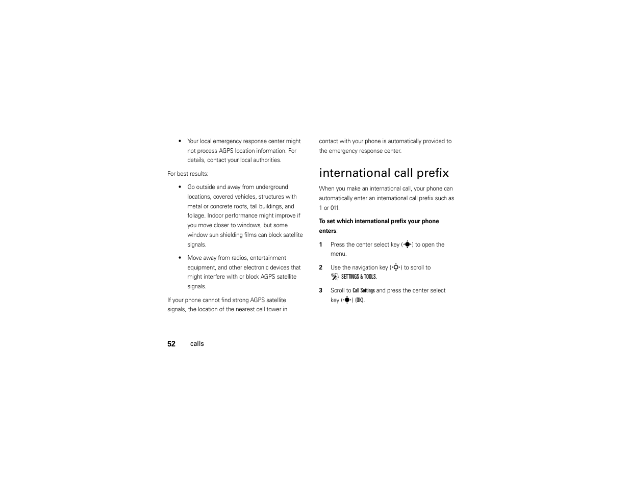 International call prefix | Motorola Z6C User Manual | Page 54 / 296