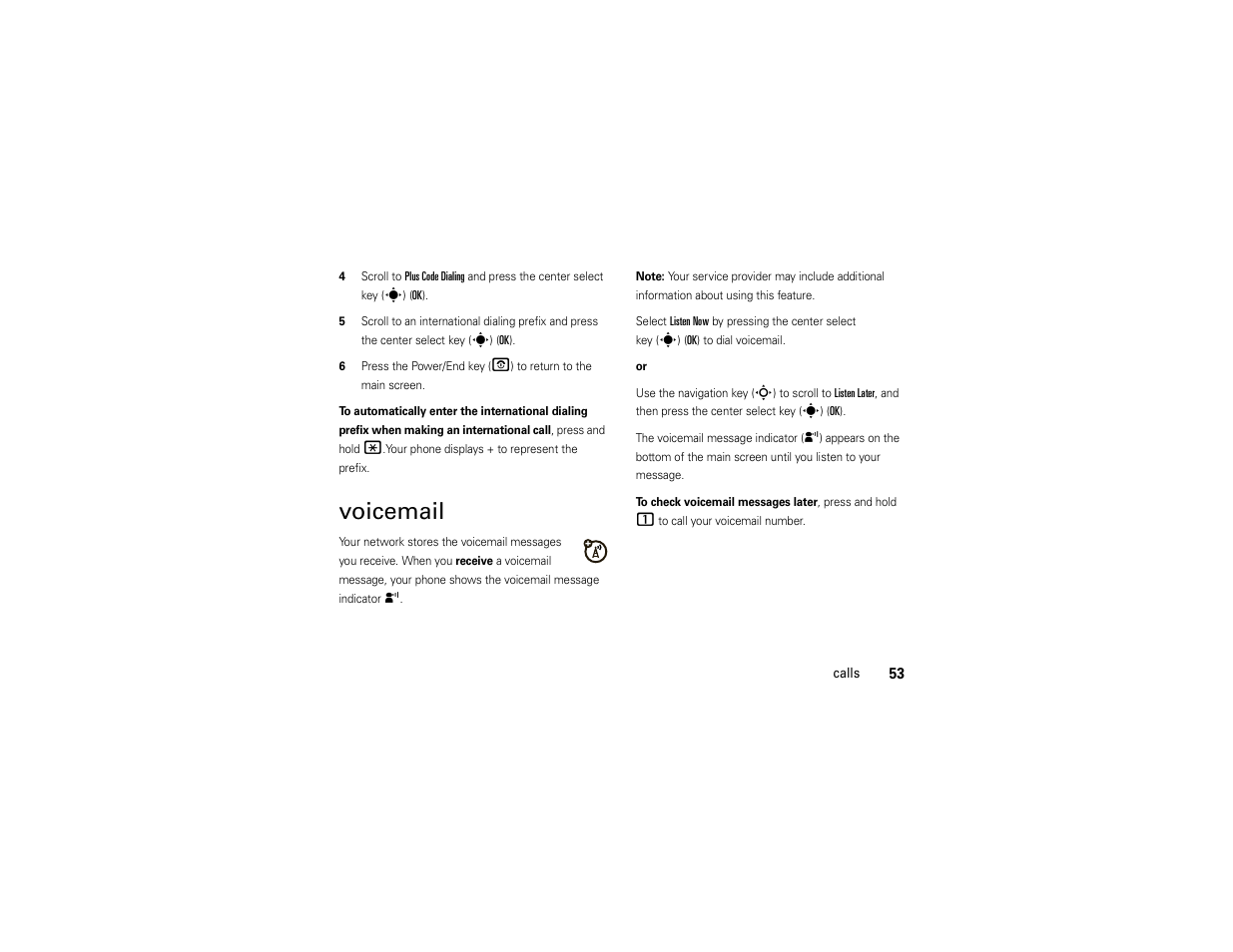 Voicemail | Motorola Z6C User Manual | Page 55 / 296