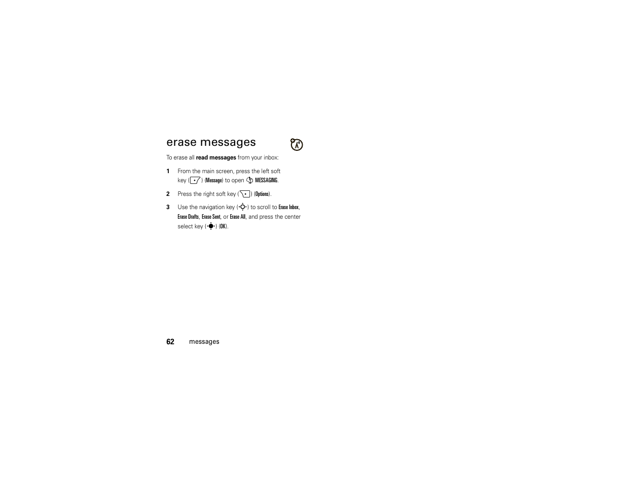 Erase messages | Motorola Z6C User Manual | Page 64 / 296