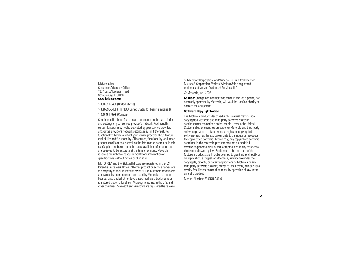 Motorola Z6C User Manual | Page 7 / 296