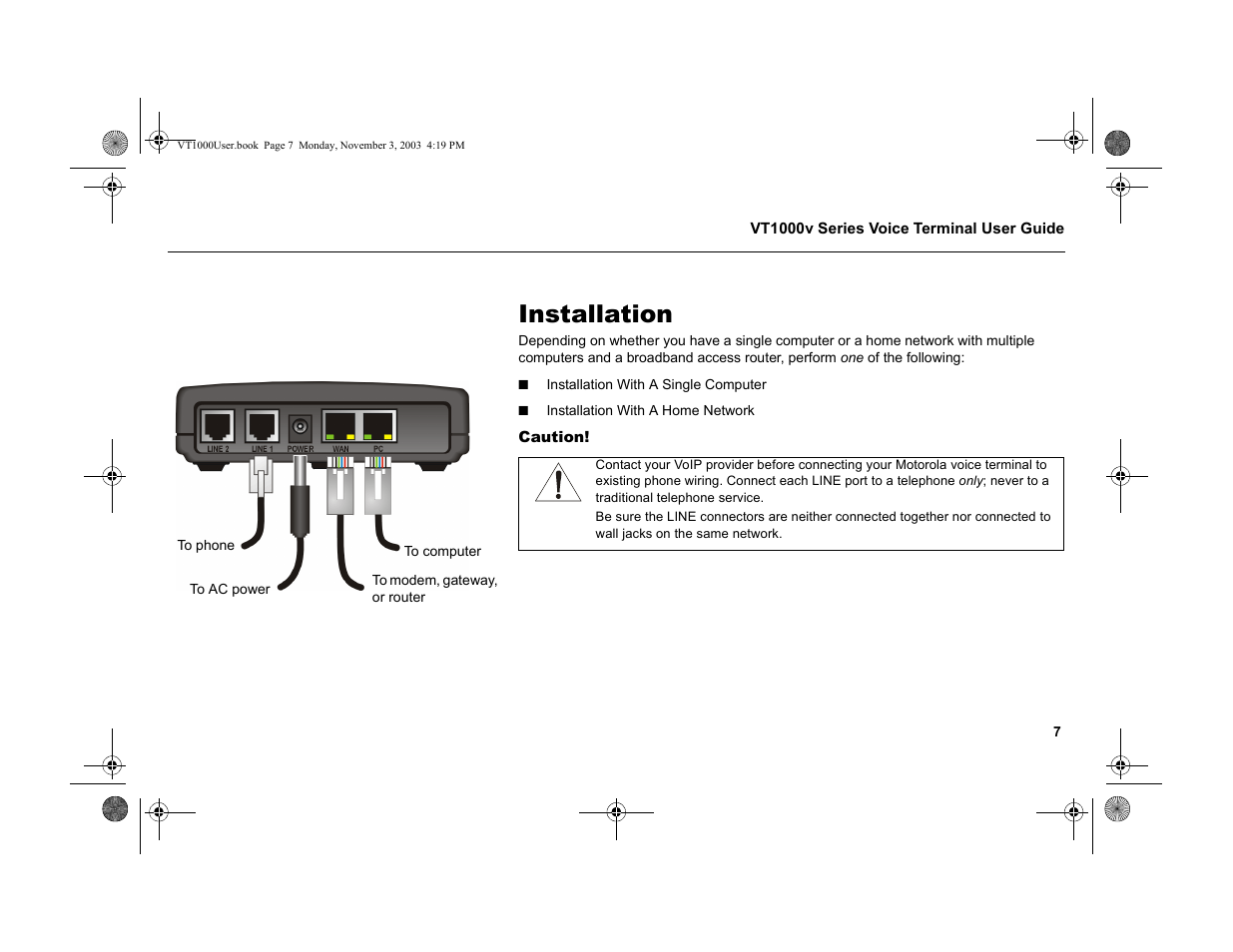 Installation | Motorola VT1000v User Manual | Page 13 / 32