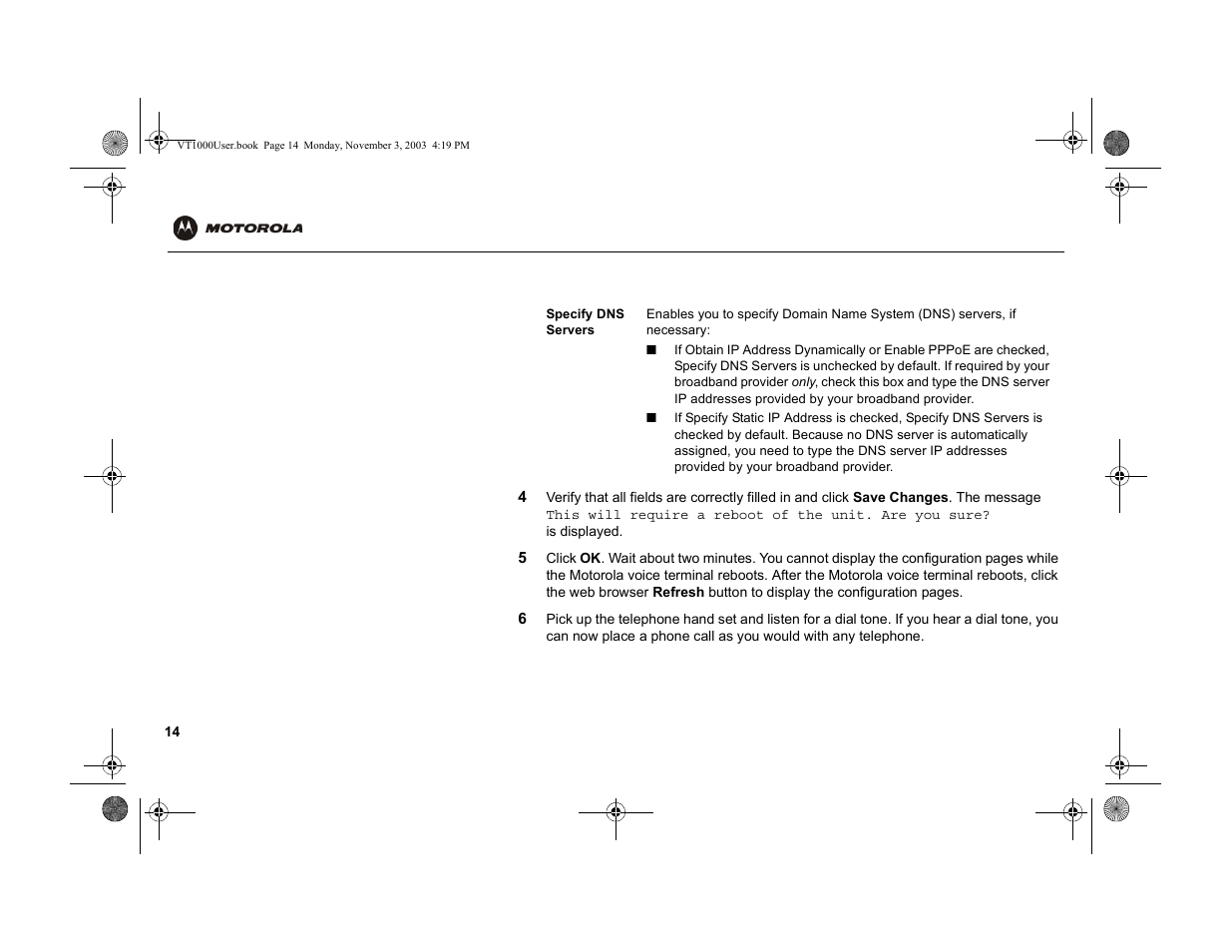 Motorola VT1000v User Manual | Page 20 / 32