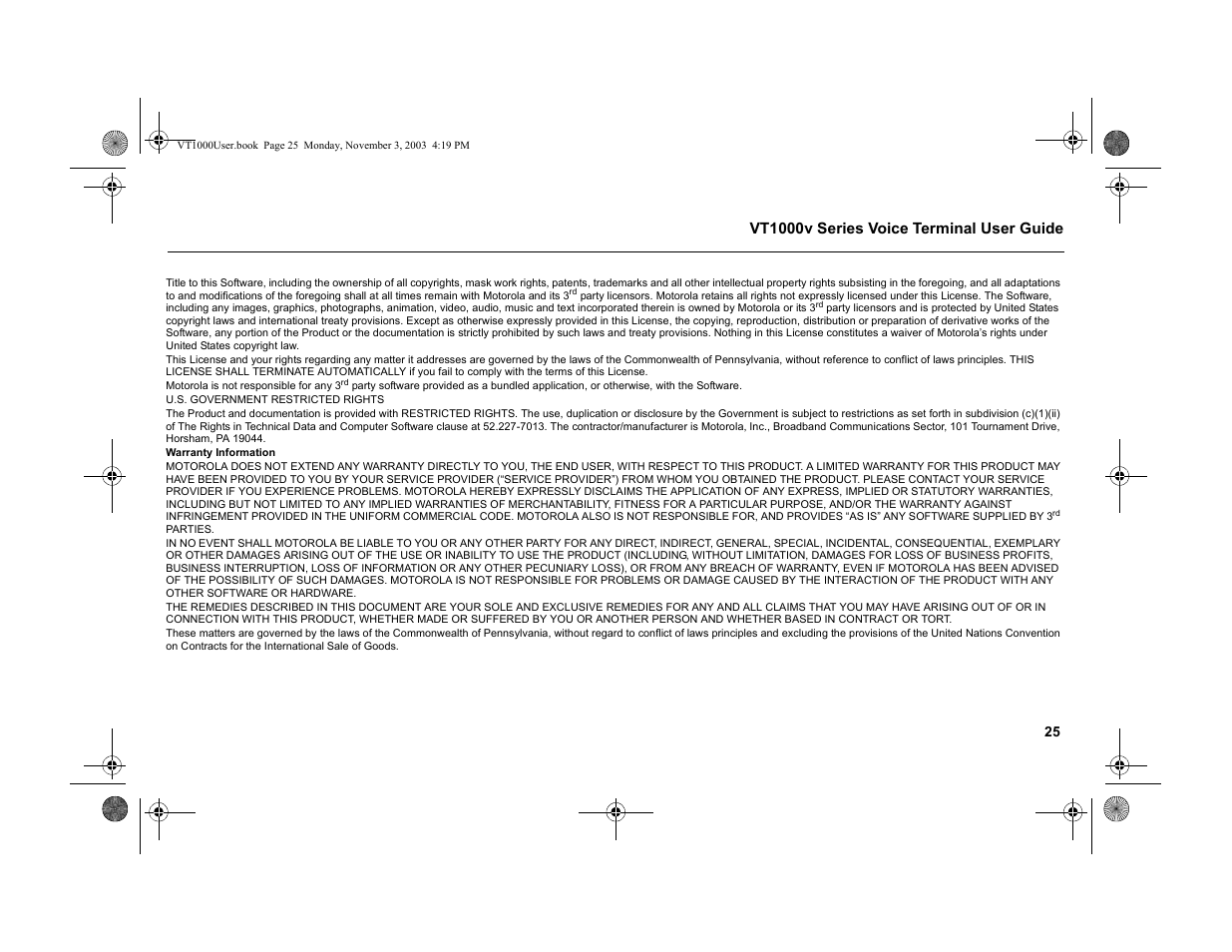 Motorola VT1000v User Manual | Page 31 / 32