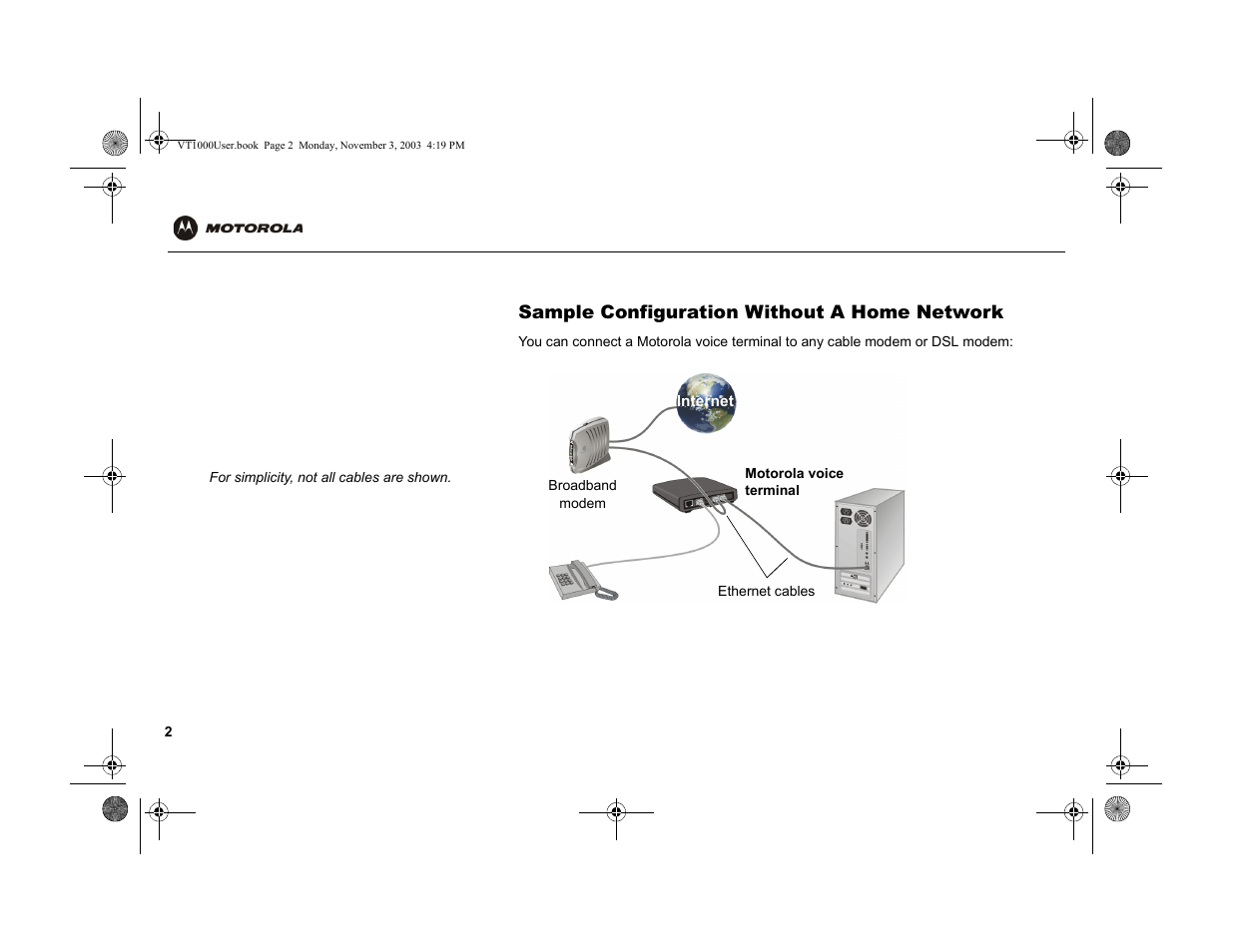 Sample configuration without a home network | Motorola VT1000v User Manual | Page 8 / 32
