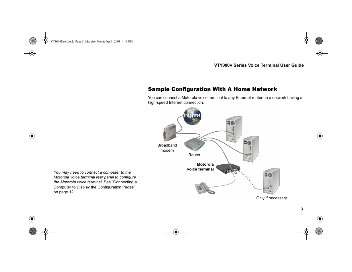 Sample configuration with a home network | Motorola VT1000v User Manual | Page 9 / 32
