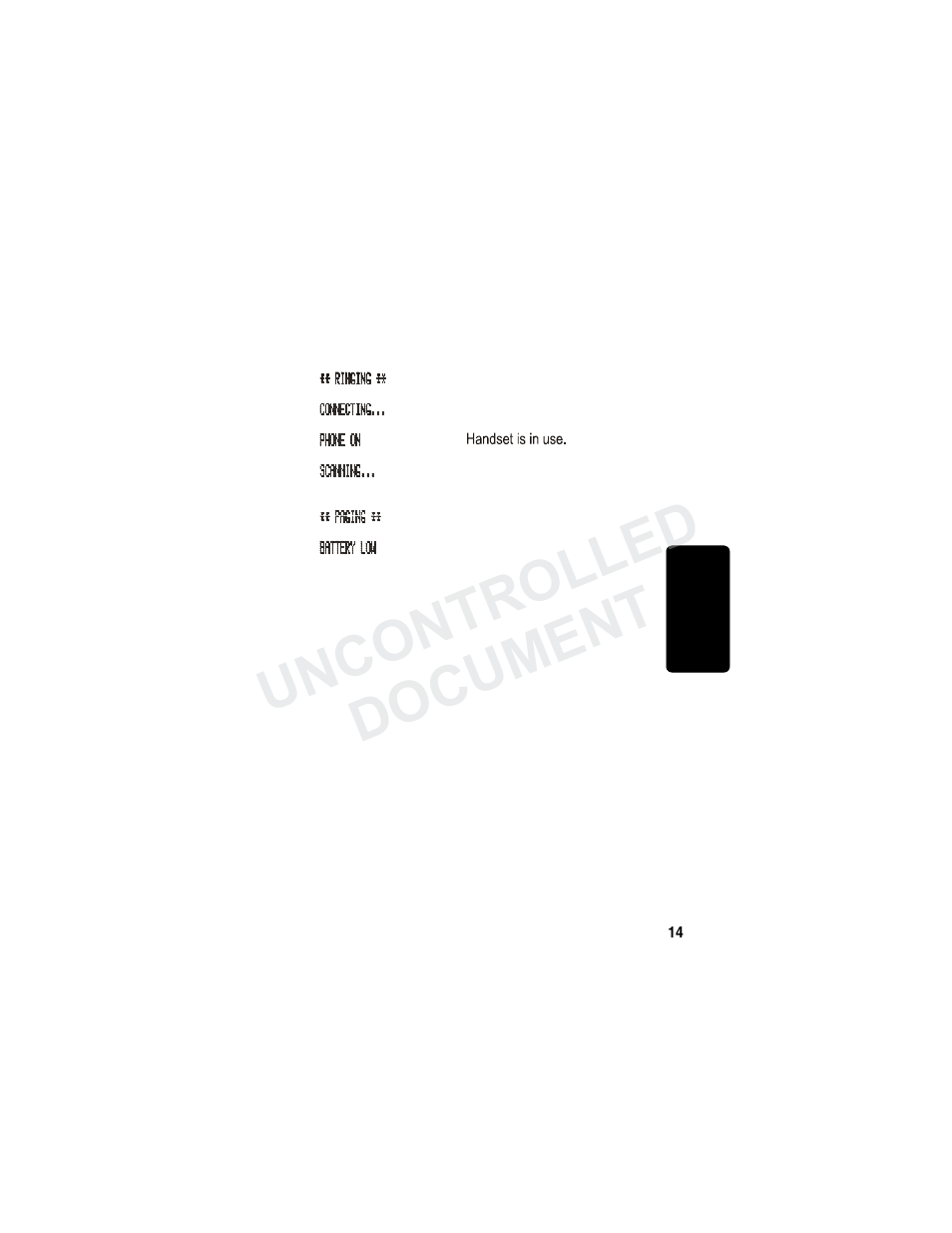 Common display messages, Uncontrolled document | Motorola MA3160 User Manual | Page 29 / 50