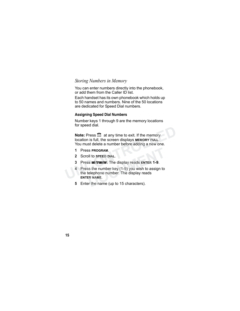Storing numbers in memory, Assigning speed dial numbers, Mina r y | Uncontrolled document | Motorola MA3160 User Manual | Page 30 / 50