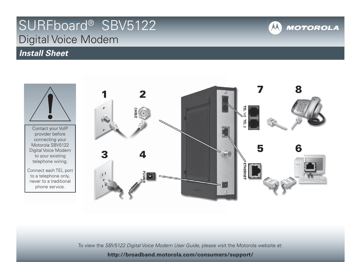 Motorola SURFboard SBV5122 User Manual | 2 pages