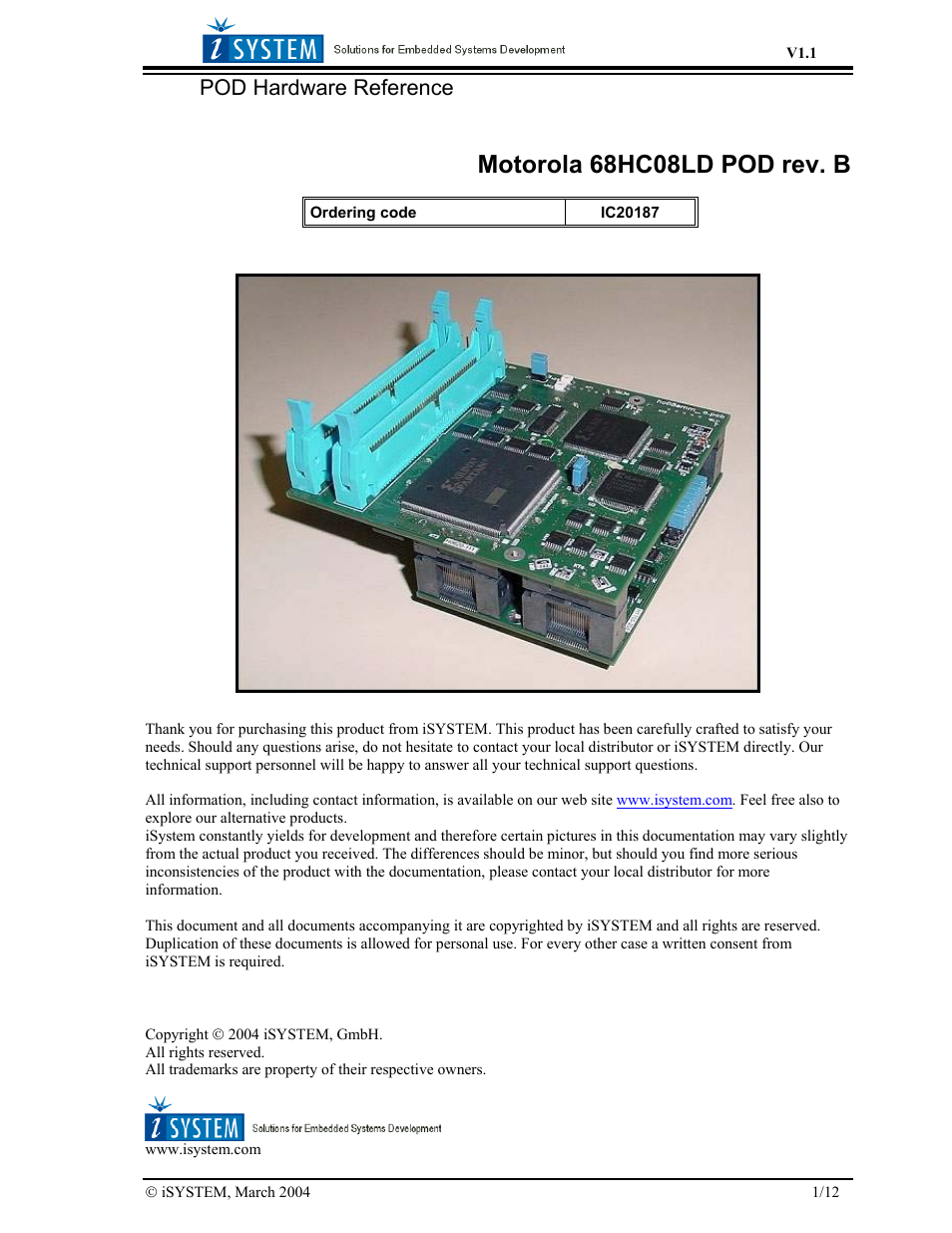 Motorola 68HC08LD User Manual | 12 pages