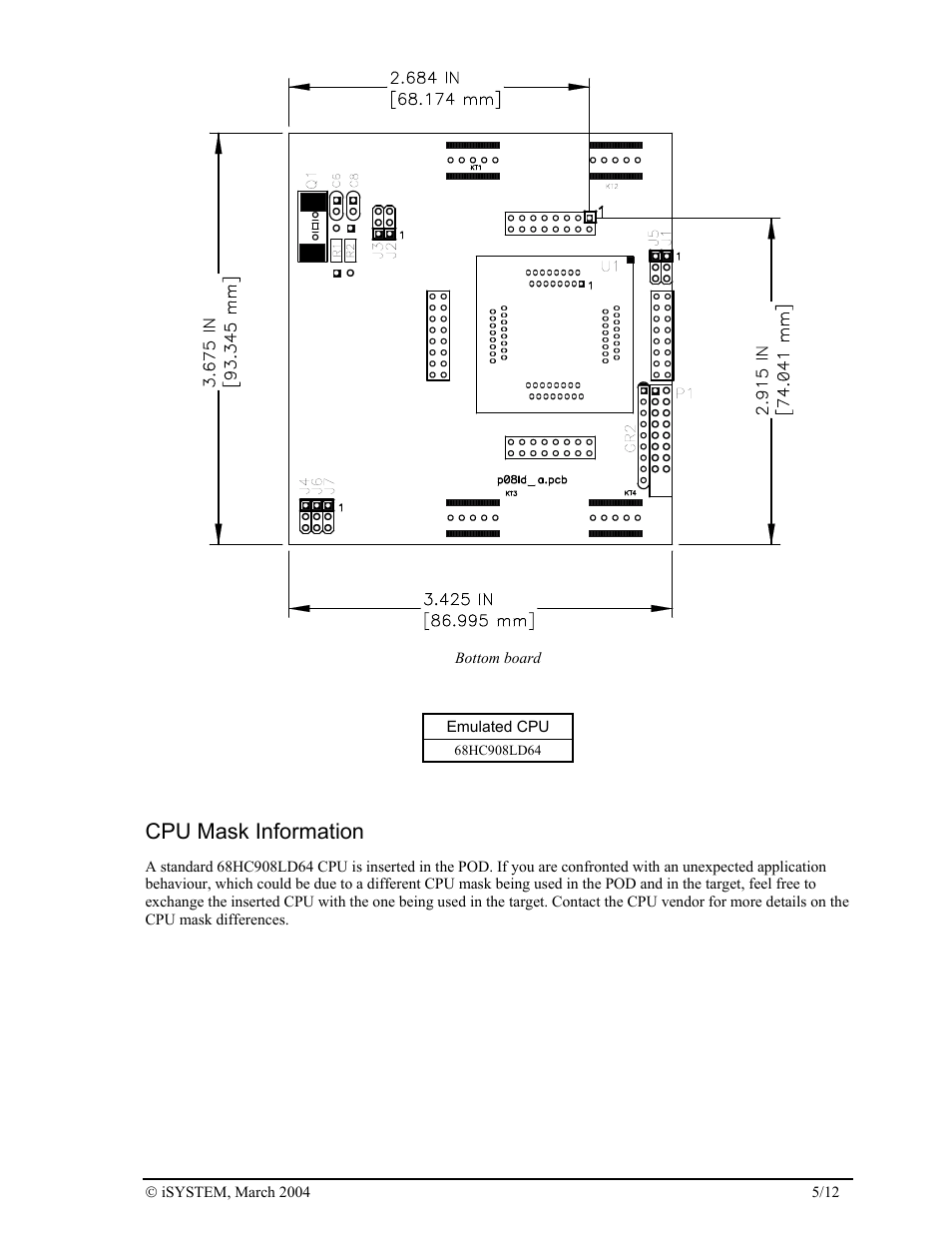 Cpu mask information | Motorola 68HC08LD User Manual | Page 5 / 12