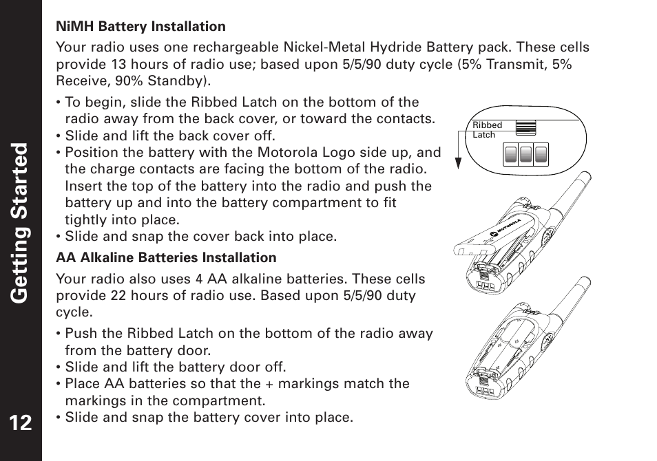 12 getting star ted | Motorola T7100 User Manual | Page 13 / 39