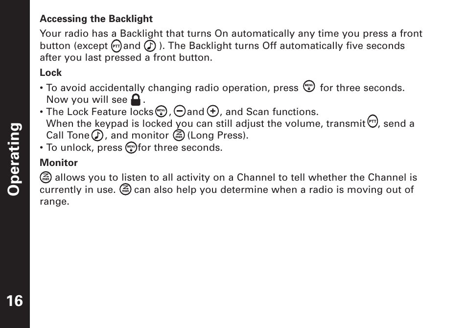 Operating 16 | Motorola T7100 User Manual | Page 17 / 39