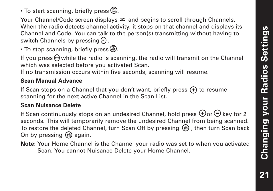 Changing your radios settings | Motorola T7100 User Manual | Page 22 / 39