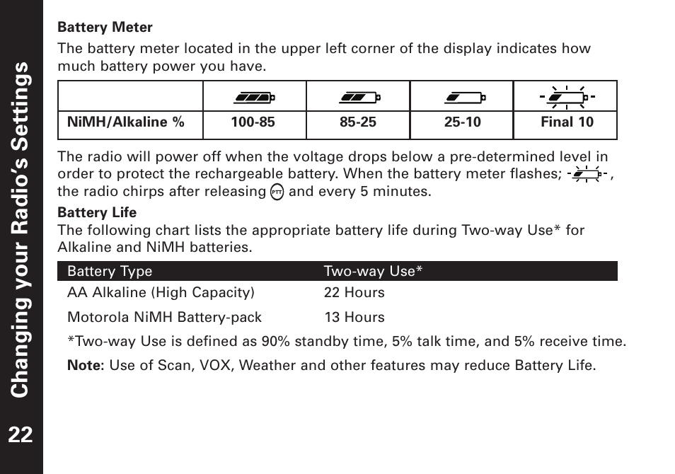 Changing your radio’ s settings 22 | Motorola T7100 User Manual | Page 23 / 39