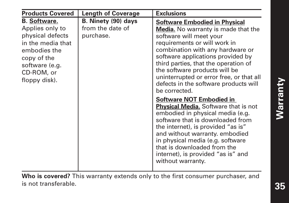 War ranty 35 | Motorola T7100 User Manual | Page 36 / 39