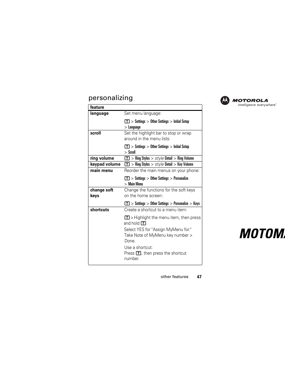 Personalizing | Motorola C118 User Manual | Page 49 / 60