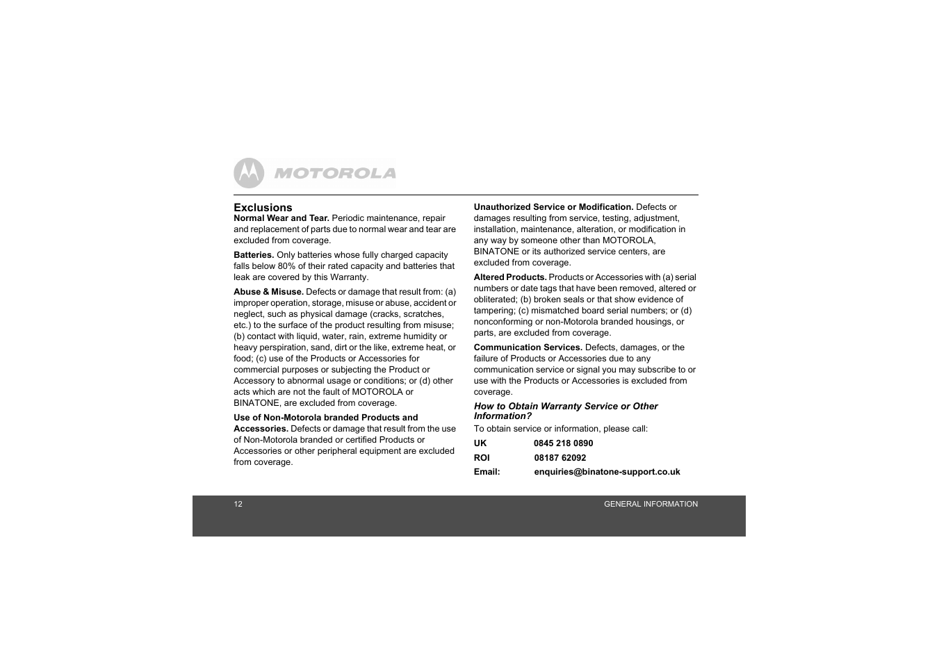 Motorola MBP8 User Manual | Page 12 / 15