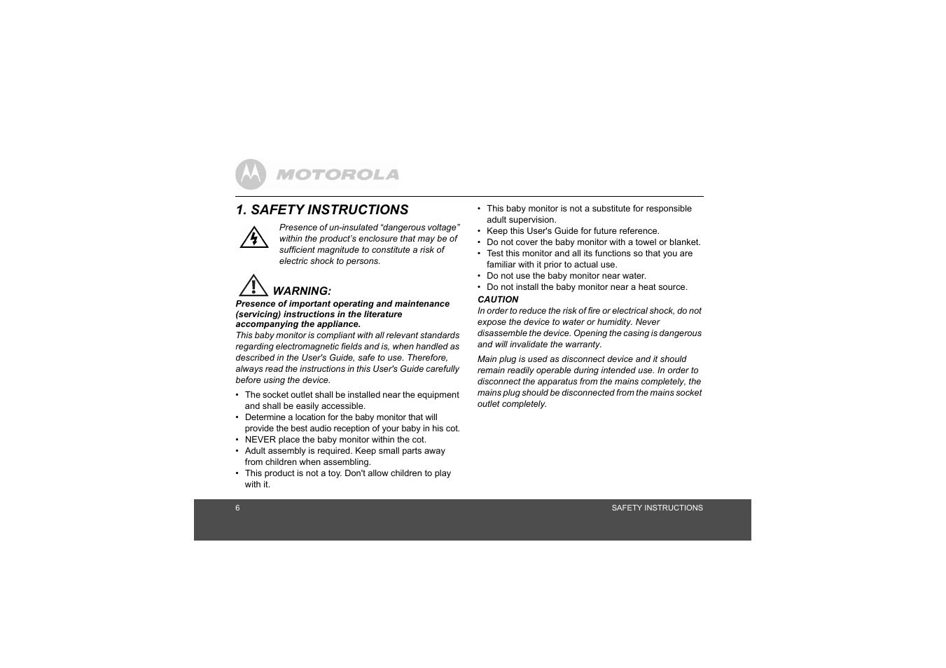 Safety instructions | Motorola MBP8 User Manual | Page 6 / 15