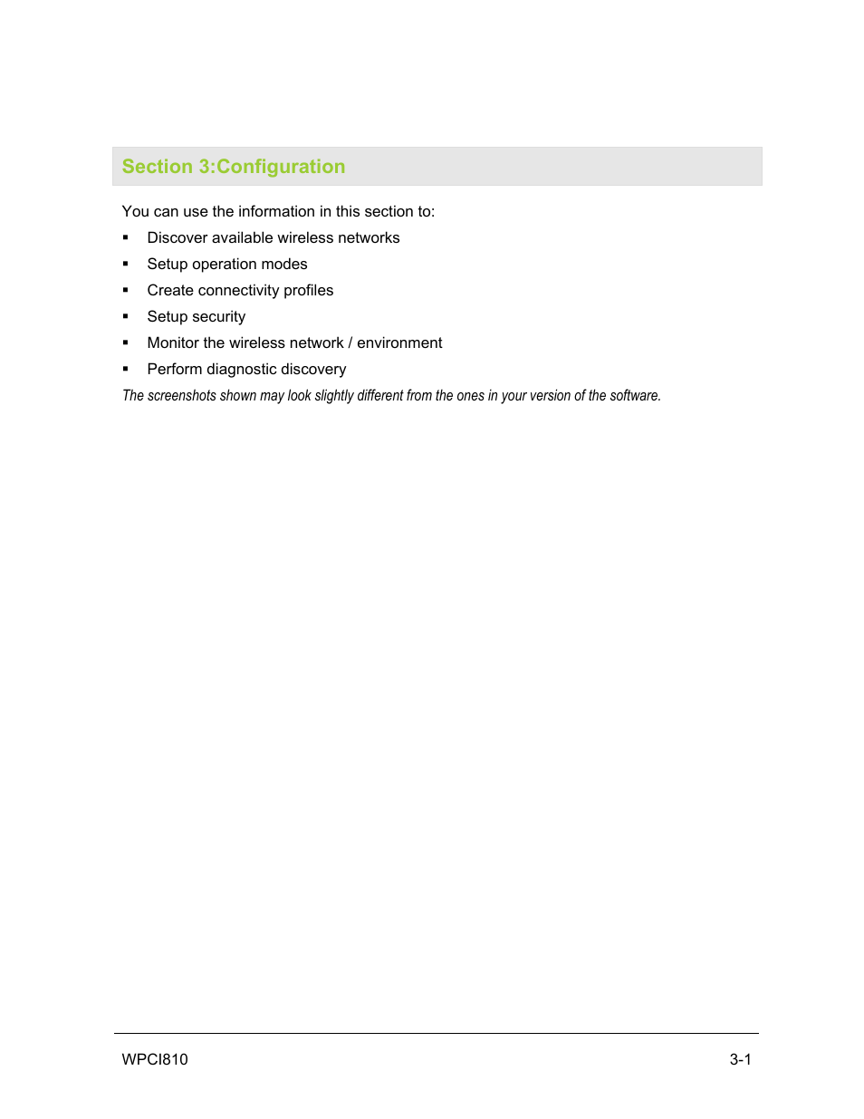 Section 3:configuration | Motorola WPCI810GP User Manual | Page 17 / 58