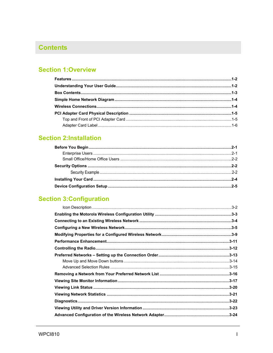 Motorola WPCI810GP User Manual | Page 4 / 58