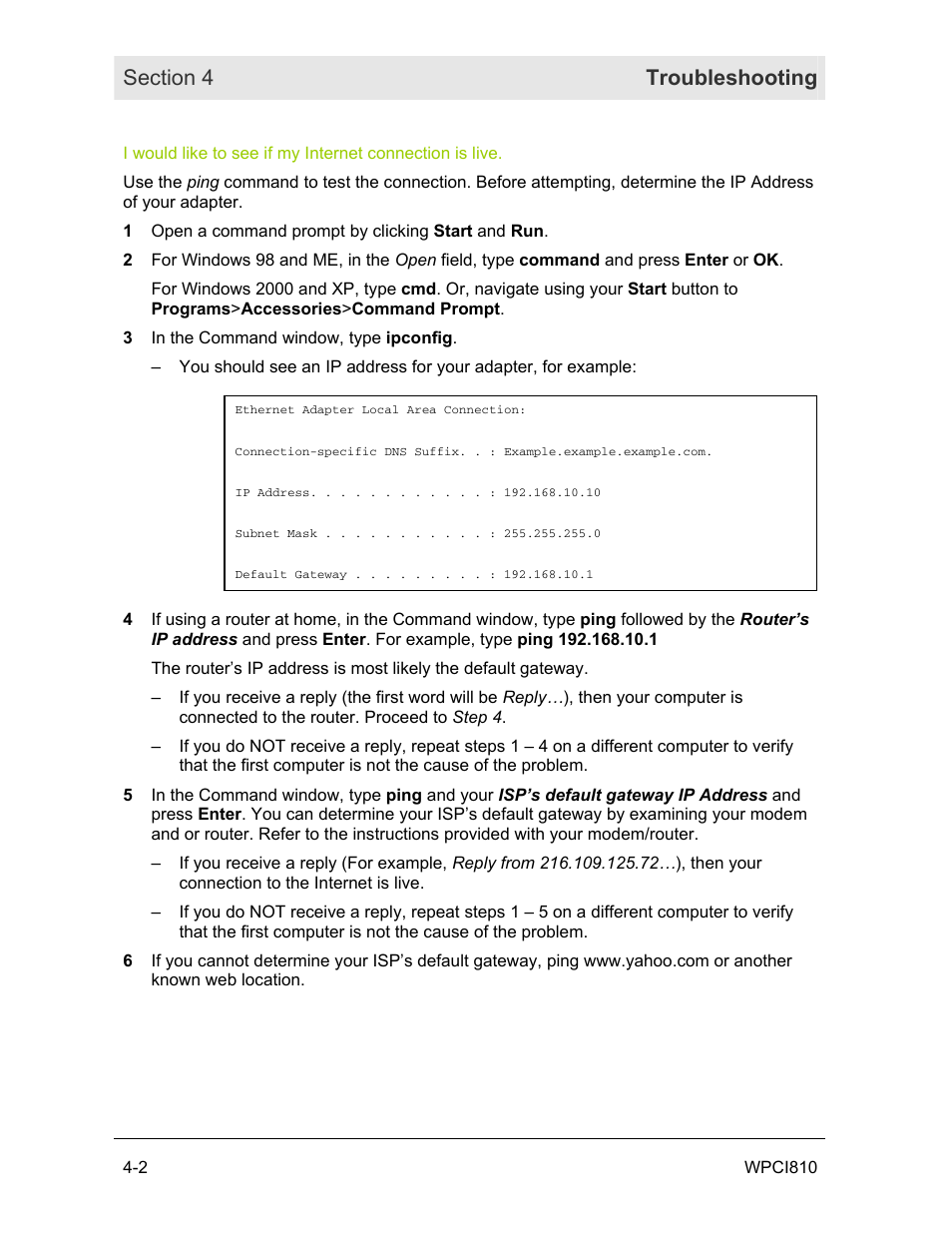 Motorola WPCI810GP User Manual | Page 43 / 58