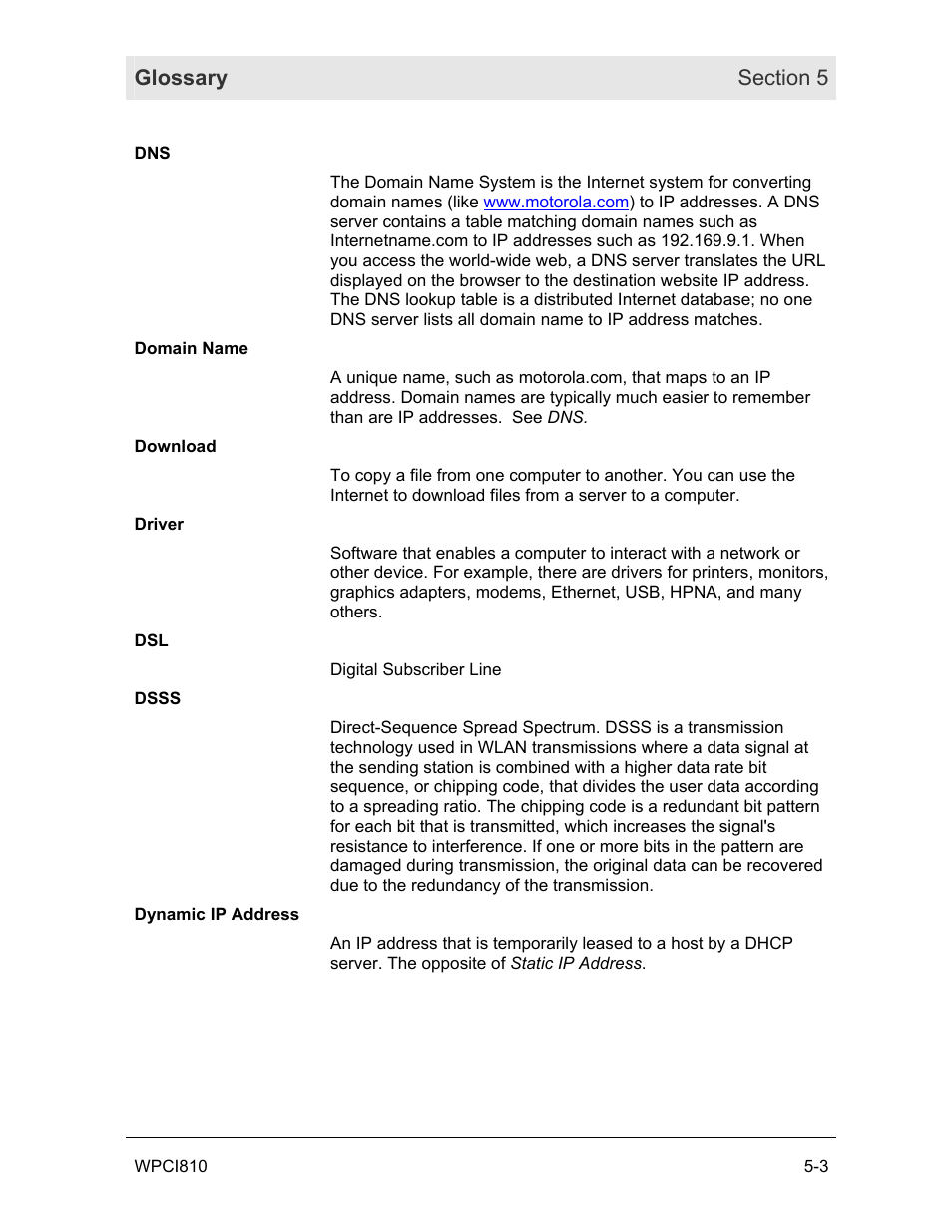 Motorola WPCI810GP User Manual | Page 48 / 58